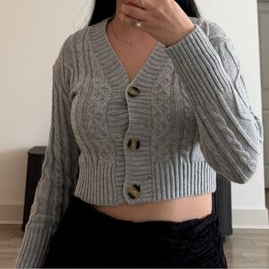 Light Gray Button-Up Cardigan